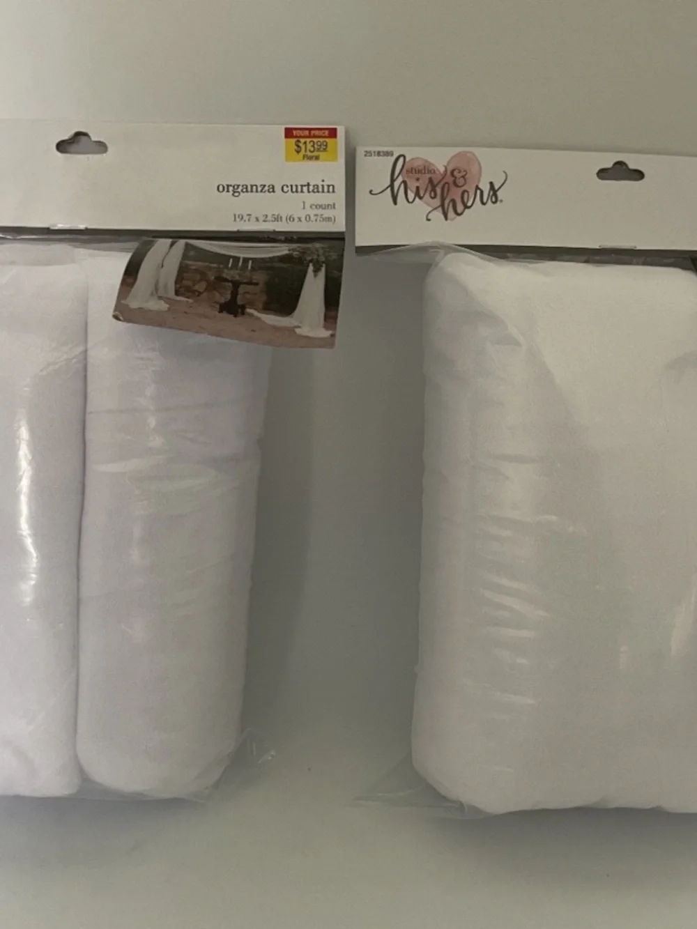 NWT Lot of 2 Studio His & Hers White Organza Curtains 19.7x2.5 Ft Sheer Panels